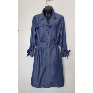 Banana Republic Long Sleeve Blue Chambray Button-Down Trench Dress - Size 8